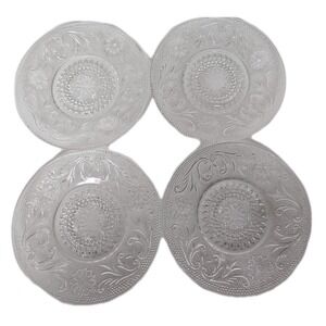 4 - Vtg Indiana Glass Tiara Sandwich PatternClear Glass Luncheon Plates  8"